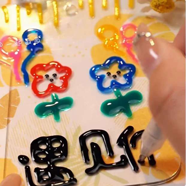 Q弹果冻笔3d立体马卡龙色轮廓笔高颜值手抄报手帐本渐变色荧光笔