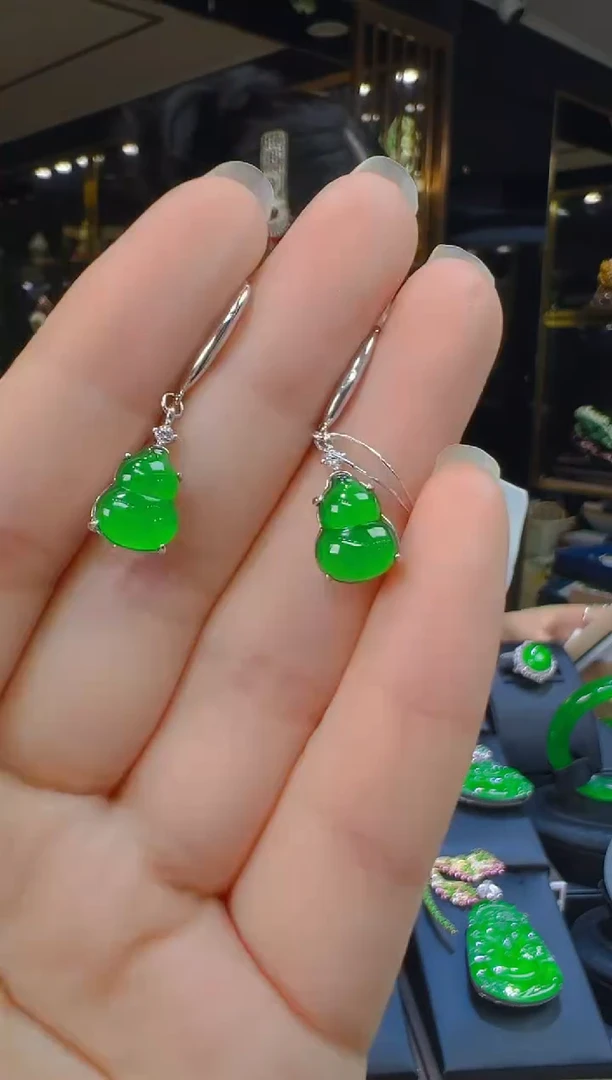 翡翠银S925镶嵌耳饰014（多样性发其一）