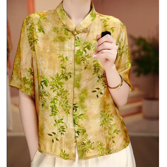 【现货速发】2025夏季洋气宽松开衫显瘦优雅衬衫轻奢百搭小衫W454