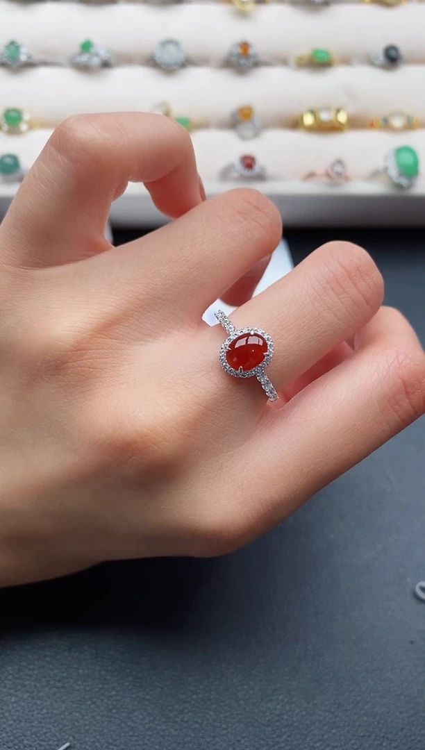 银S925镶嵌戒指翡翠2222222+8