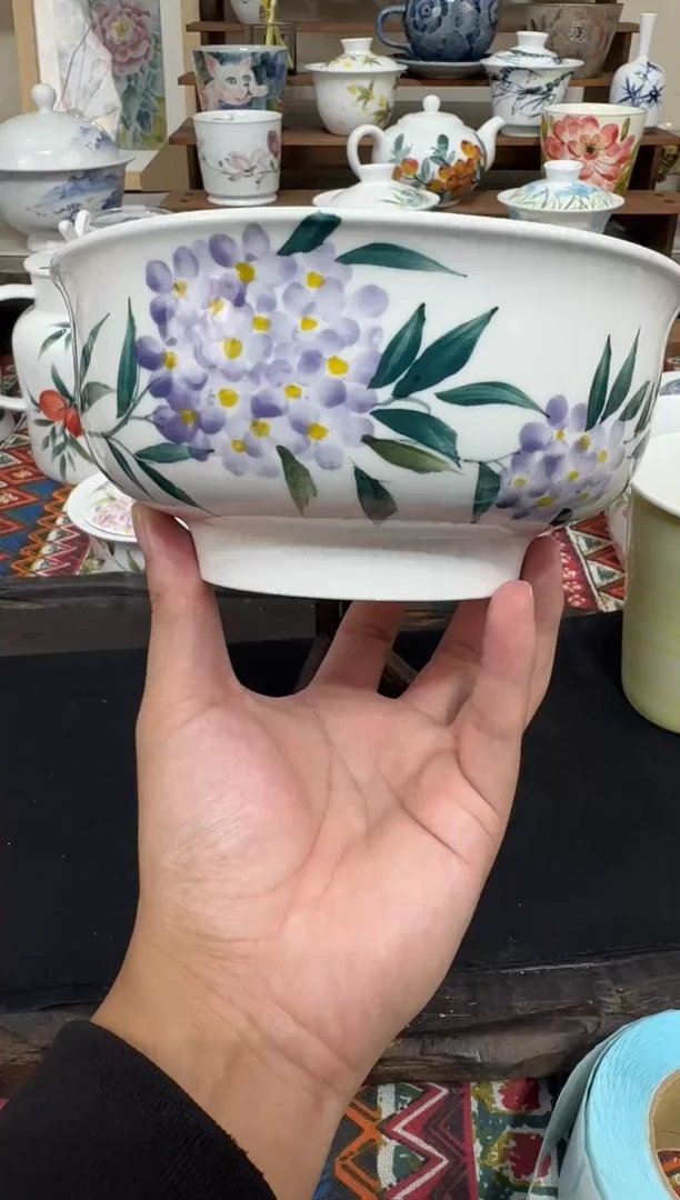 瓷片陶瓷高端国画手工釉下陶瓷浮力价