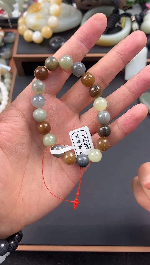 未镶嵌手串和田玉若羌楼兰三色手串卡10微色差