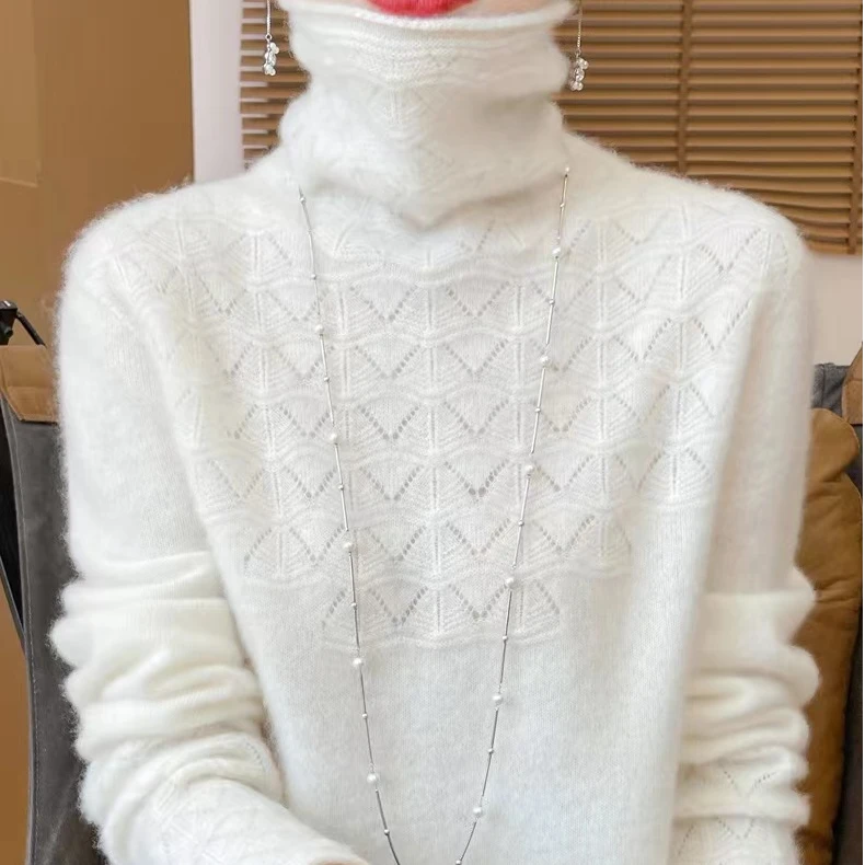 100纯羊毛一线卷边堆堆领D216清