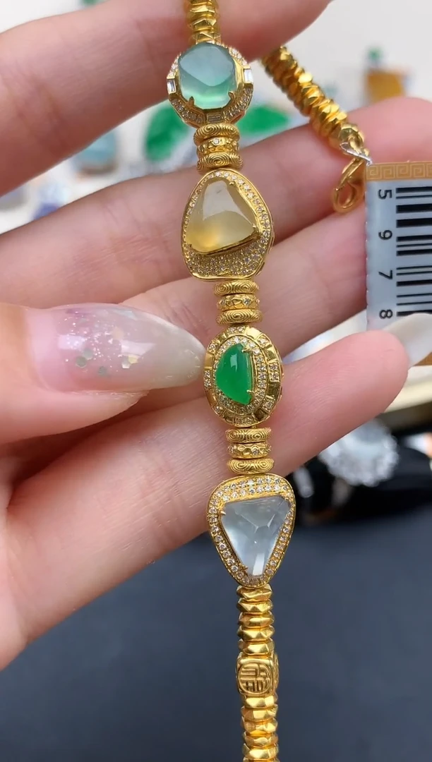 18K金镶嵌手链翡翠手链|19800