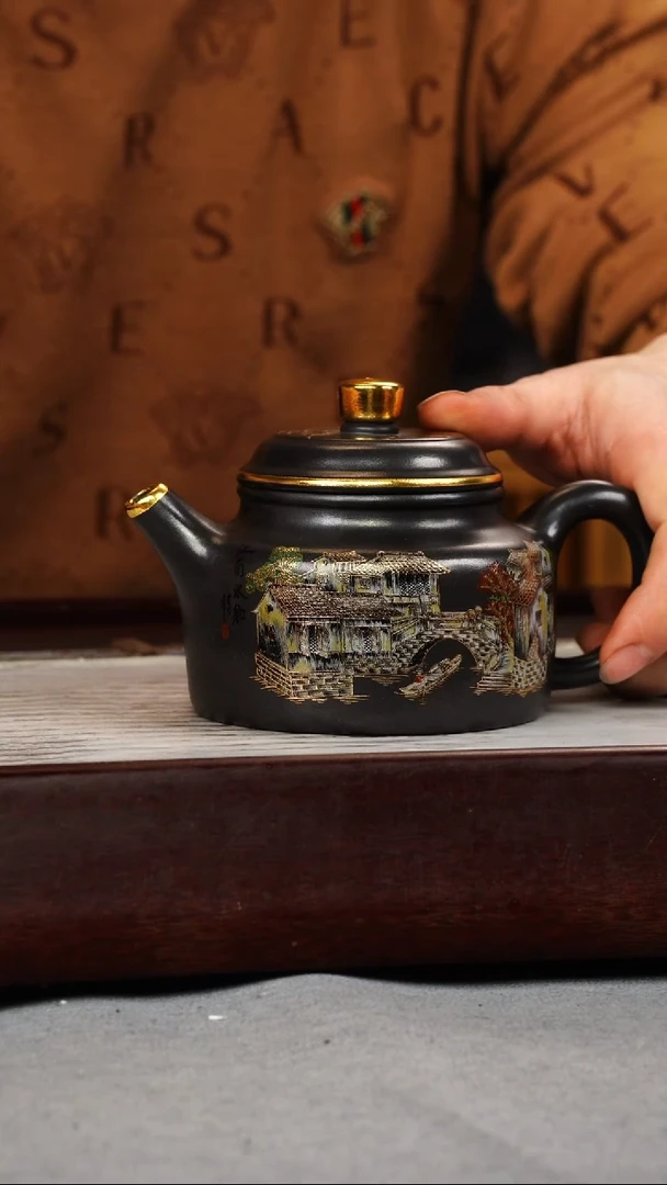 【闪购商品】紫砂茶壶石黄 德钟 忆江南珐琅彩