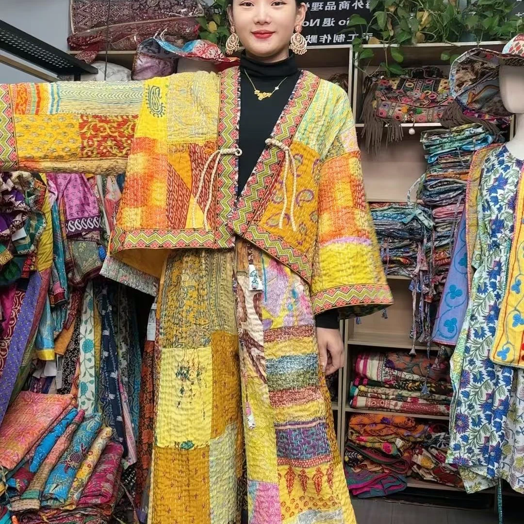 印度尼泊尔手工刺子绣套装民族风网红长款女装直播间下单不退不换