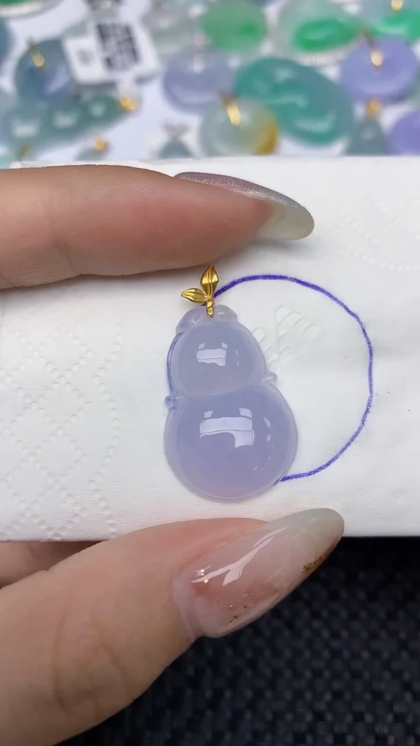 颈饰18K金镶嵌翡翠天然缅甸翡翠a货百元以上9元证书费自理