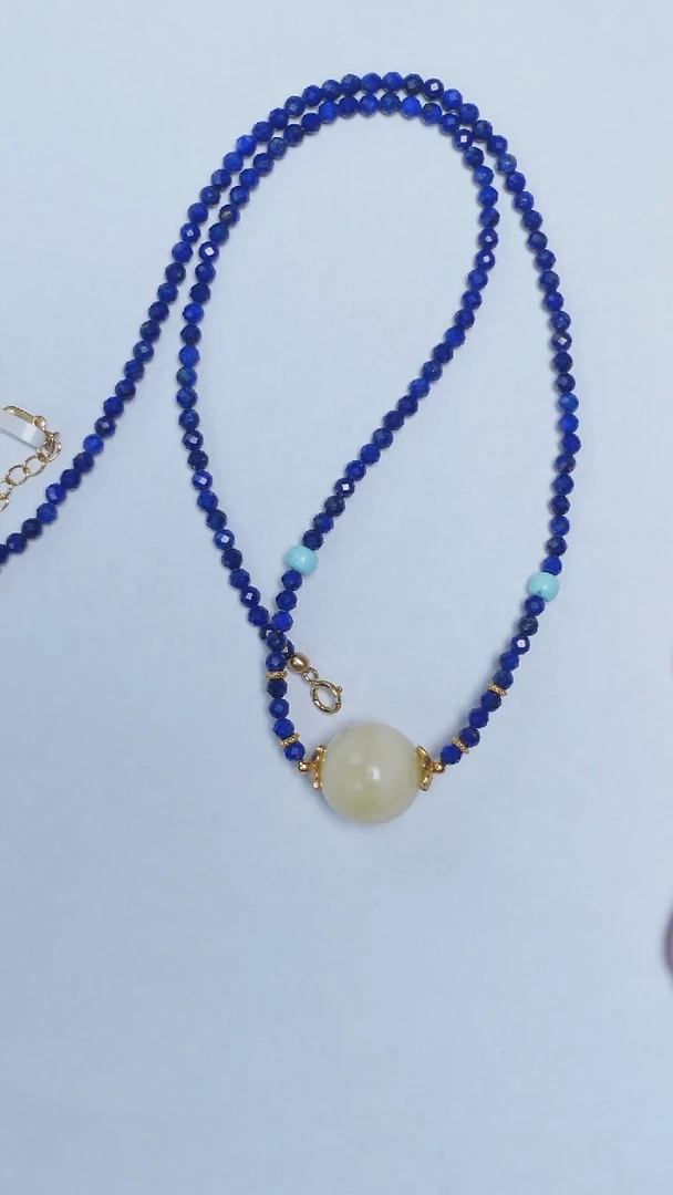 青金石未镶嵌颈饰青金石白蜡项链