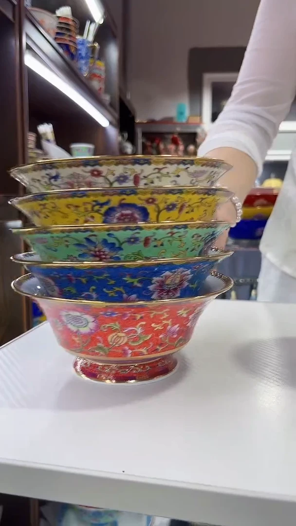 瓷片6英寸元宝碗5个景德镇陶瓷