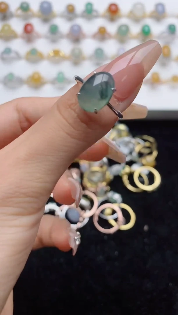 翡翠戒指银S925镶嵌.........