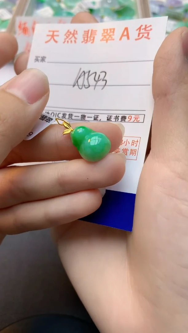 颈饰18K金镶嵌翡翠天然缅甸A货翡翠百元以上9元证书费自理