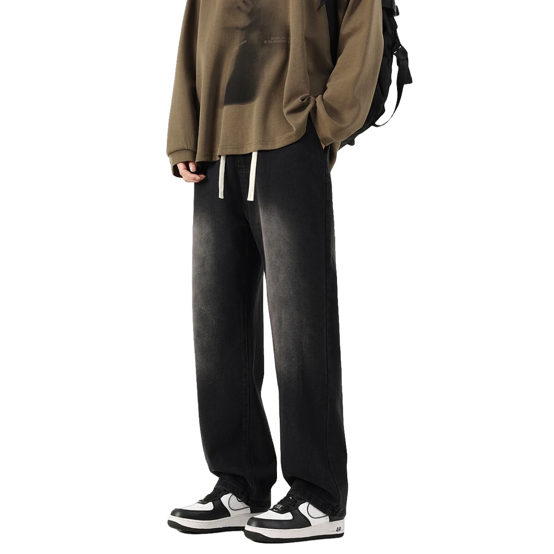 洋葱很忙ONIONBUSY百搭牛仔裤休闲裤长裤宽松运动潮流美式抽绳