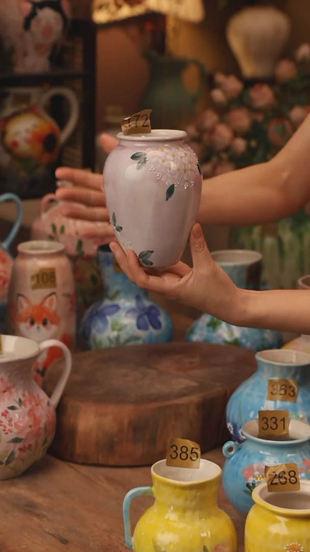 陶瓷172景德镇设计师手作花器摆件侘寂风