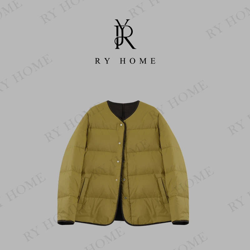 【容雨RYHOME】90白鹅绒桑蚕丝两面穿宽松简约鹅绒服244YF1275