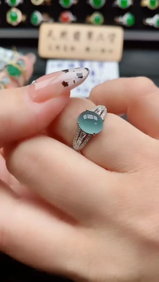 银S925镶嵌戒指翡翠1