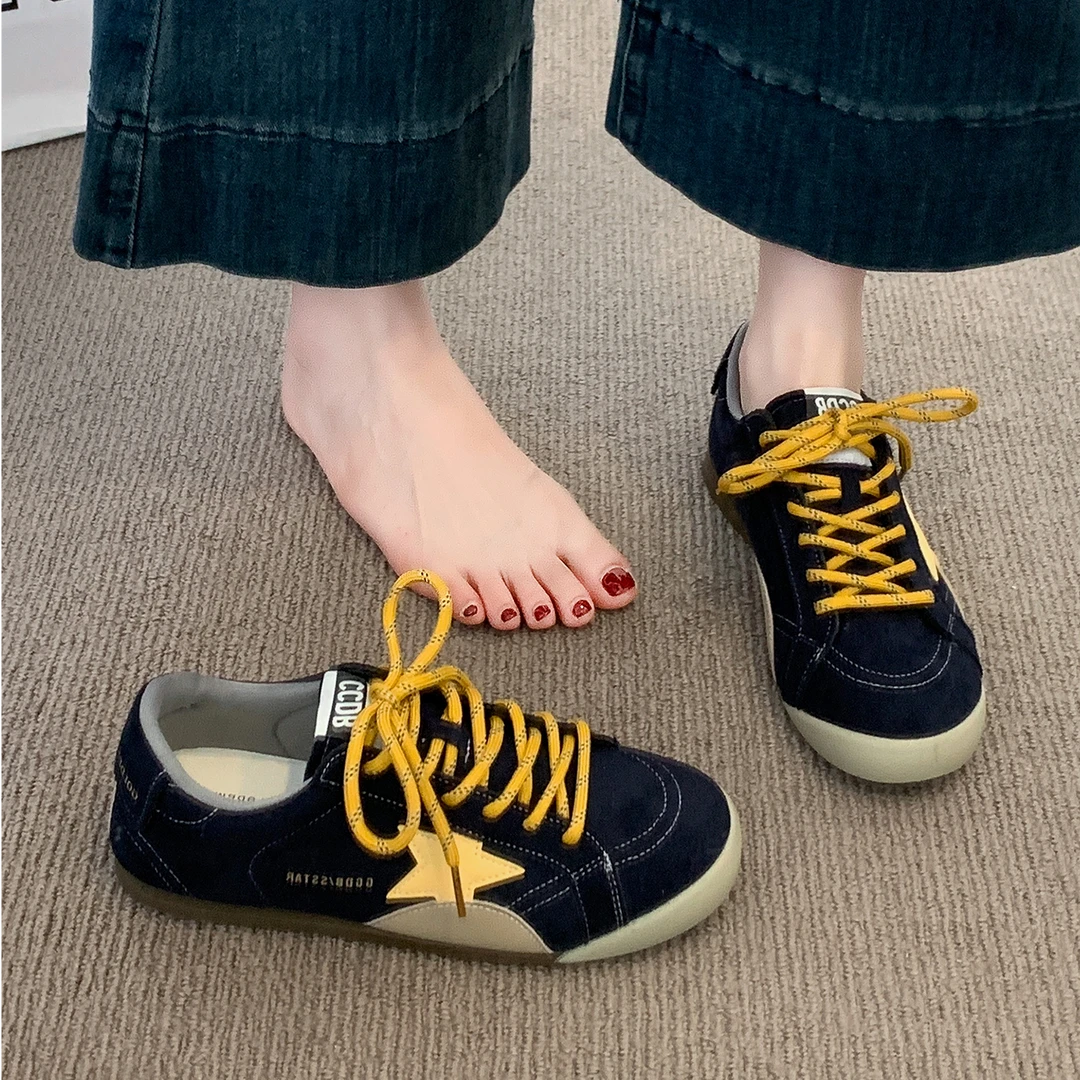 德训鞋女款2025新款秋季星星板鞋复古经典百搭女士休闲运动阿甘鞋