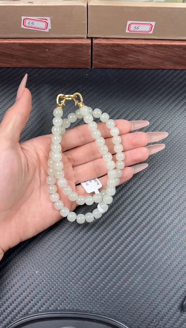 未镶嵌手串和田玉杳***影于田微色差妈妈链卡8