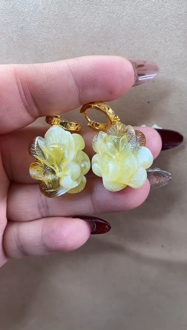 【闪购商品】琥珀耳饰未镶嵌耳环