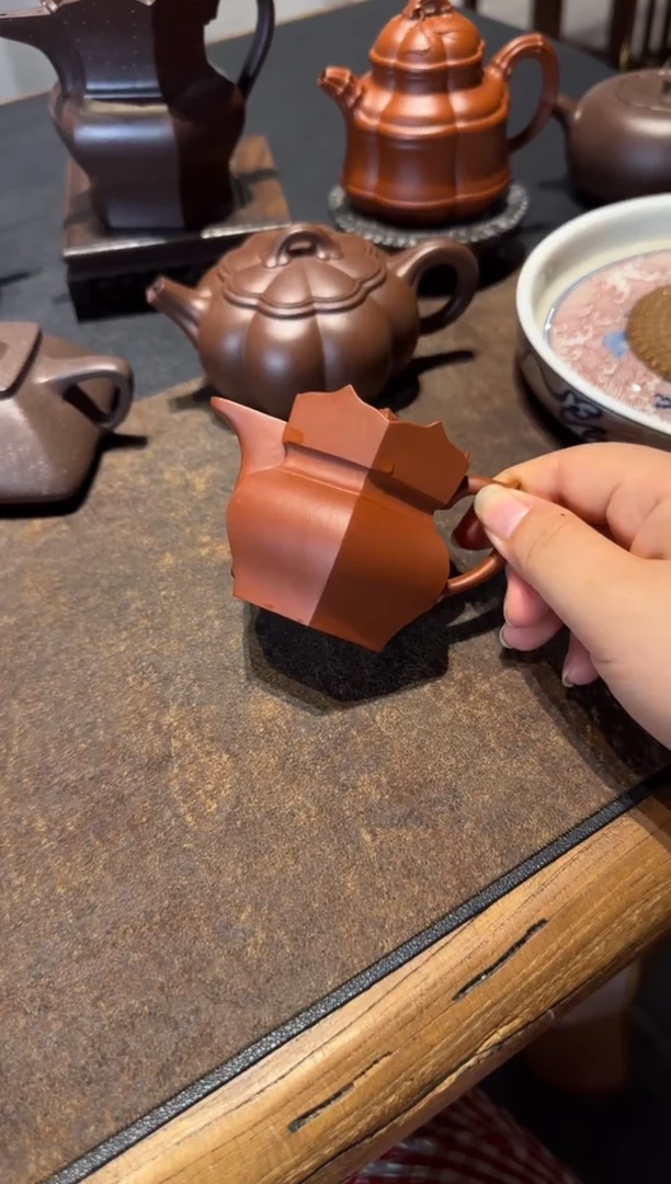 茶壶紫砂二*.朱泥小僧帽 135ml