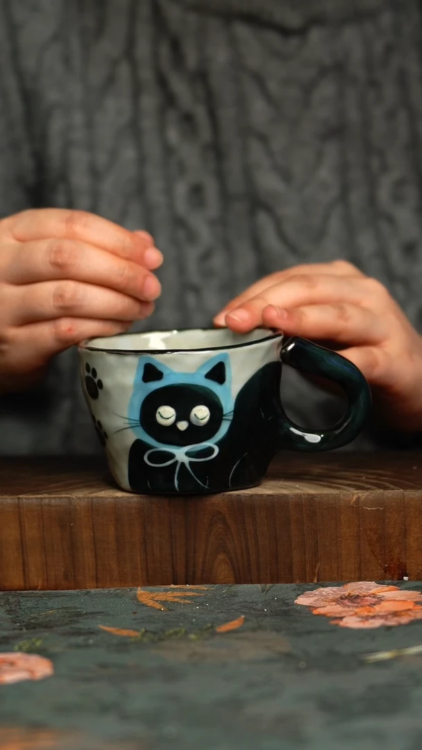 杯釉下彩手工手绘同款陶器