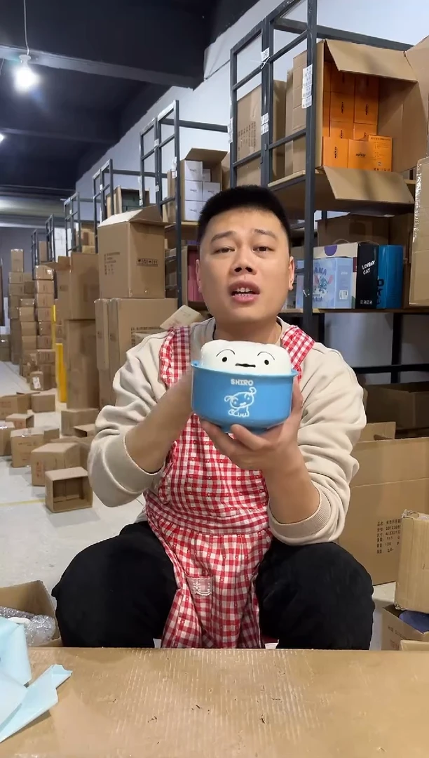 【闪购商品】杯蓝色小白带盖碗