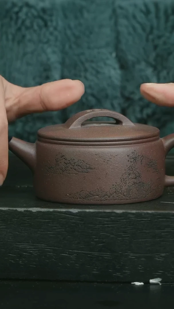 【闪购商品】紫砂茶壶鸡眼紫泥刻绘汉瓦没底刻