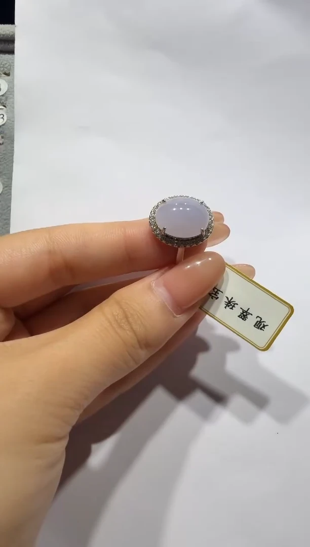 银S925镶嵌戒指翡翠925银镶缅甸A货翡翠戒指