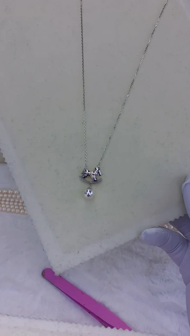 【闪购商品】海水akoya珍珠S925银银色小马套链