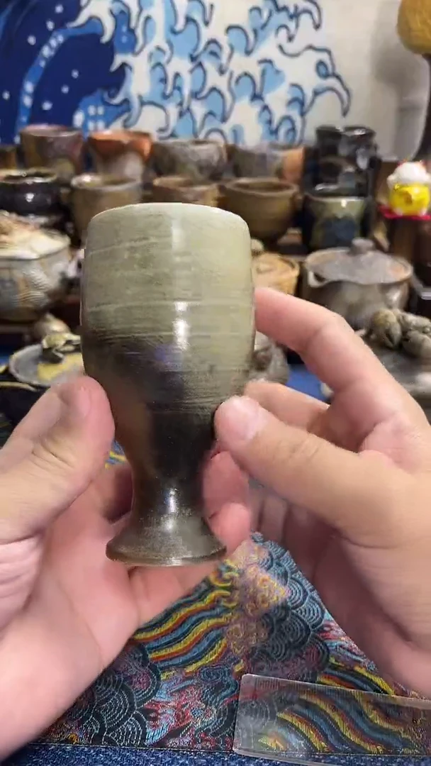 高脚杯日式备前烧茶具茶周边