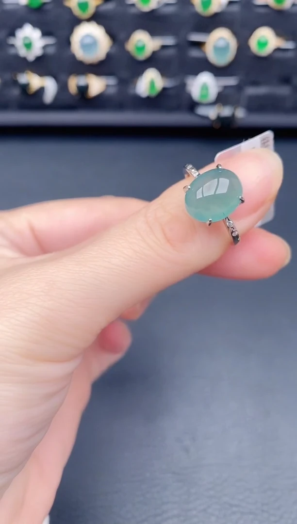 银S925镶嵌戒指翡翠天然a货翡翠24