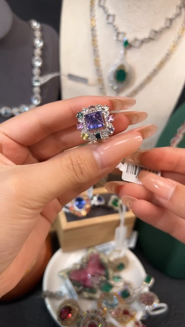 银S925镶嵌戒指坦桑石戒指