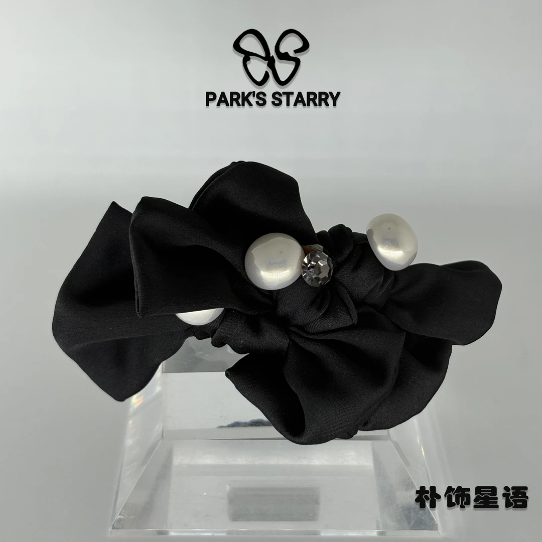 GREBUTY 5937 气质百搭【小糖豆】黑色多层珠珠闪闪肠圈发圈