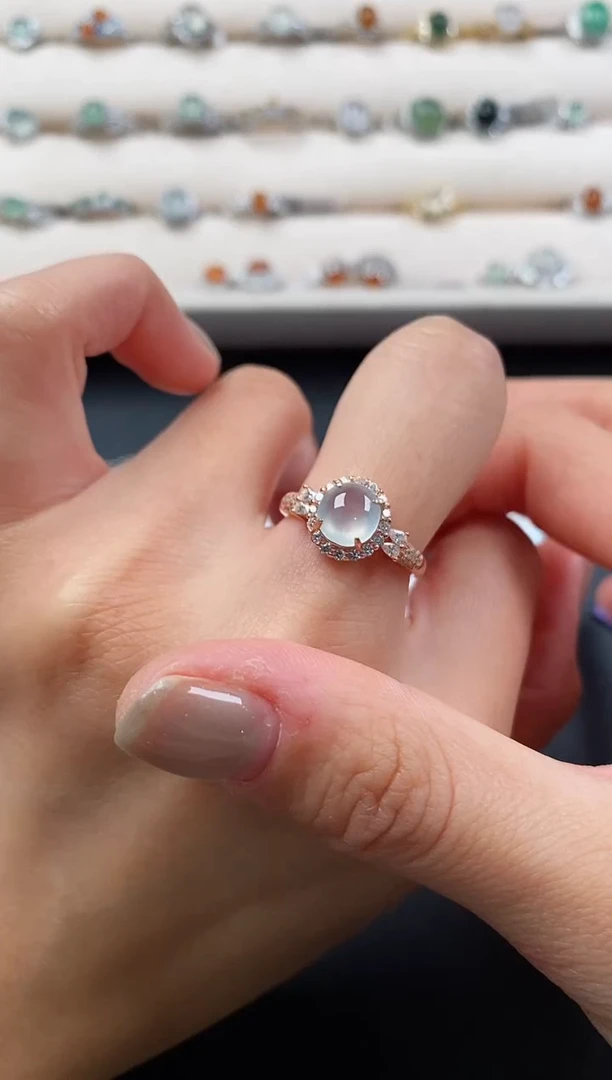 银S925镶嵌戒指翡翠6666666+2