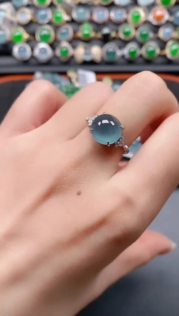 银S925镶嵌戒指翡翠1