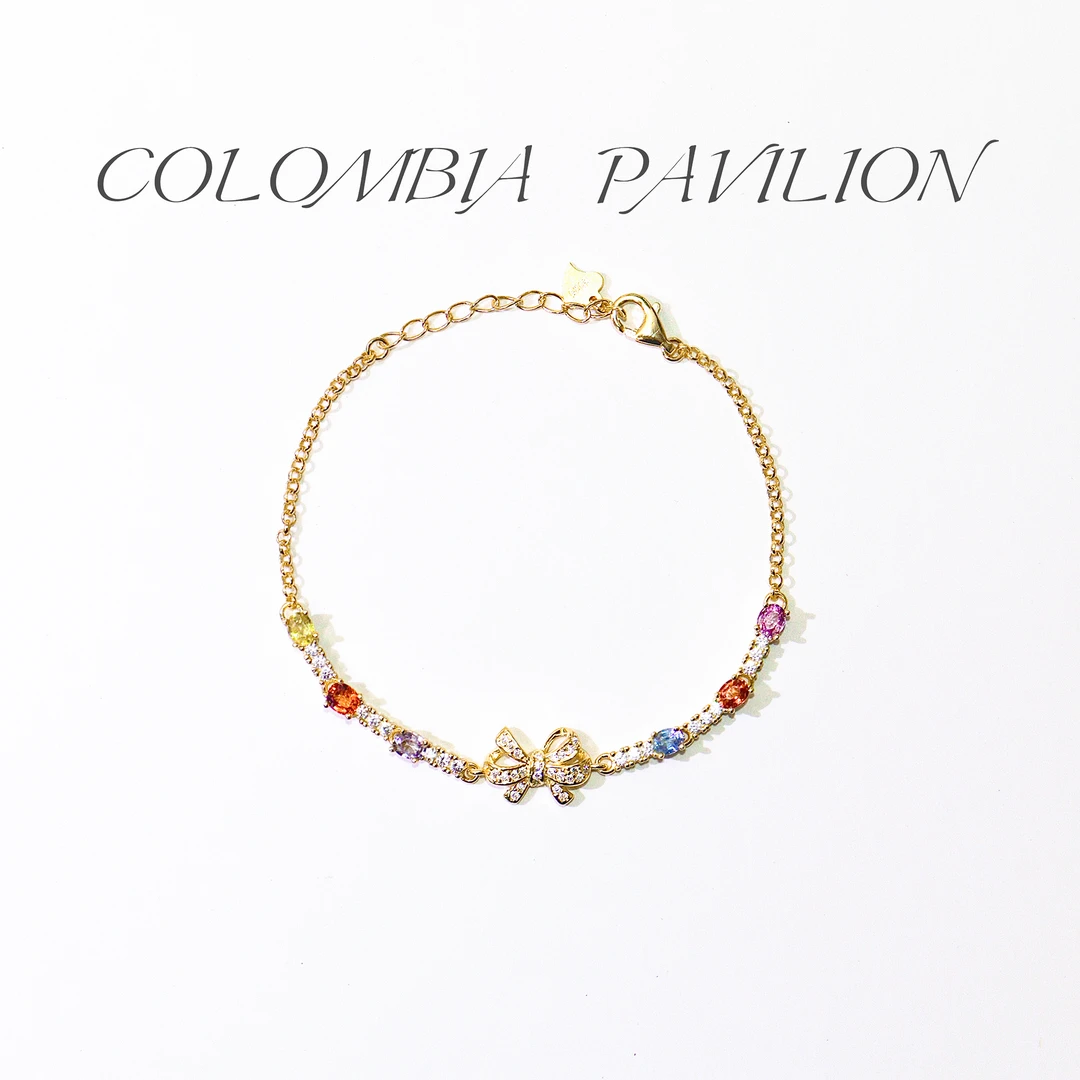 5409-S925银-彩色蓝宝石手链-蝴蝶结款-3mm*4mm*6颗