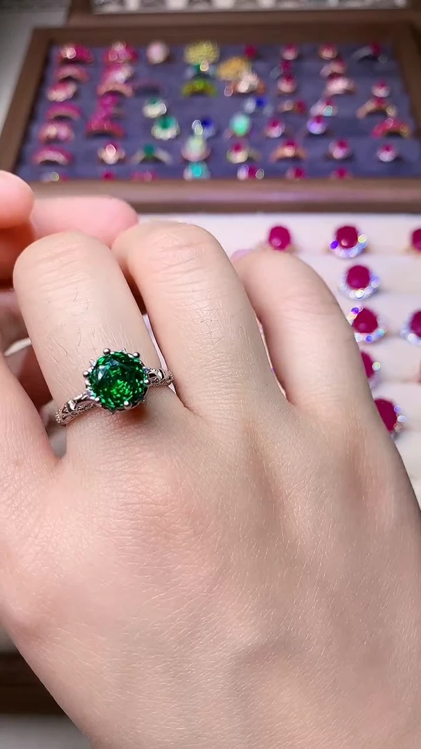 【闪购商品】透辉石戒指银S925镶嵌000