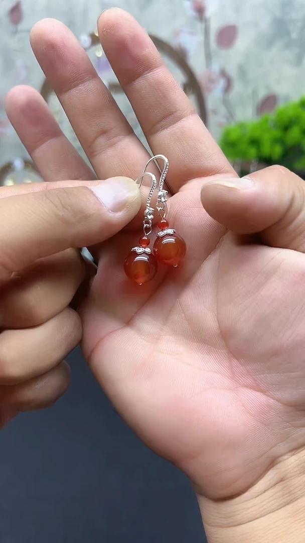 银S925镶嵌耳饰玛瑙/玉髓30