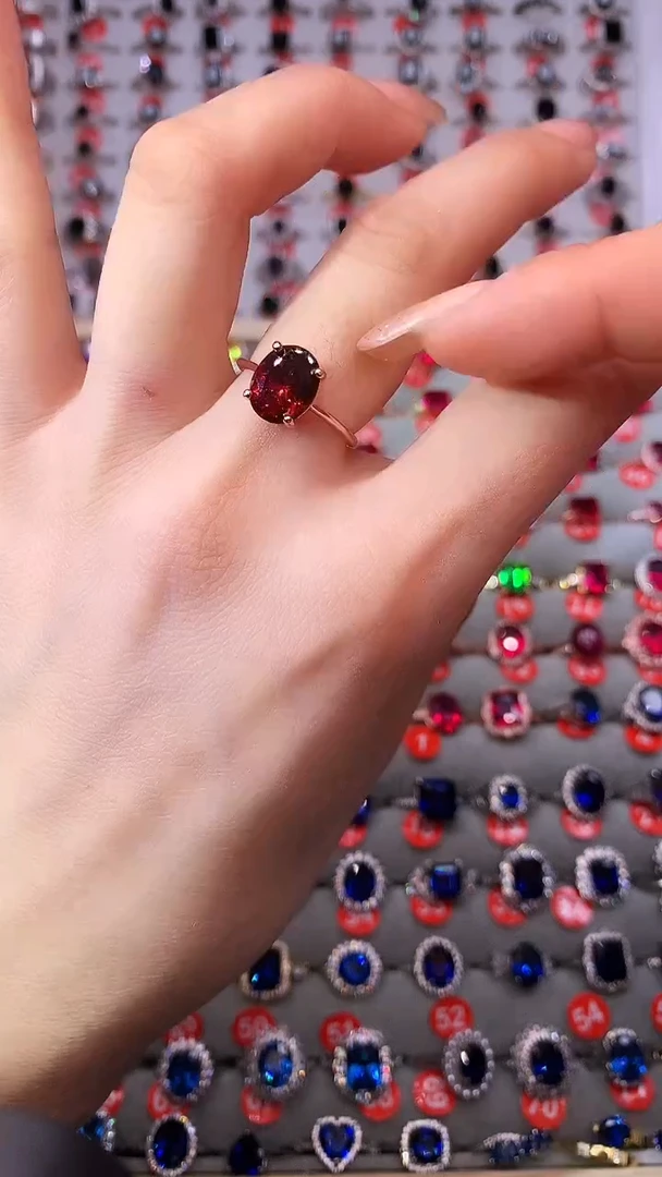 【闪购商品】石榴石戒指银S925镶嵌111111