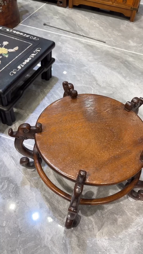 木五龙吐珠雕刻底座