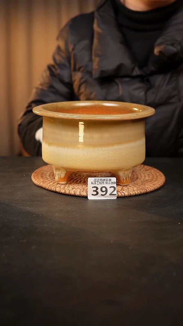 【闪购商品】瓷片392泥泥手工花盆口14高10