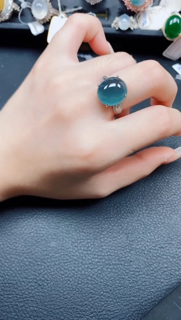 银S925镶嵌戒指翡翠翡翠