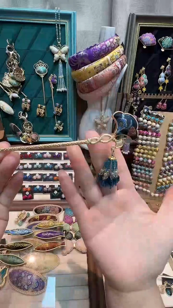 【孤品车7.18】苏地蝶翼翩翩双面发簪带流苏