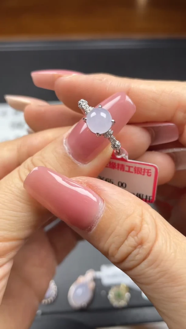 银S925镶嵌戒指翡翠天然翡翠A货