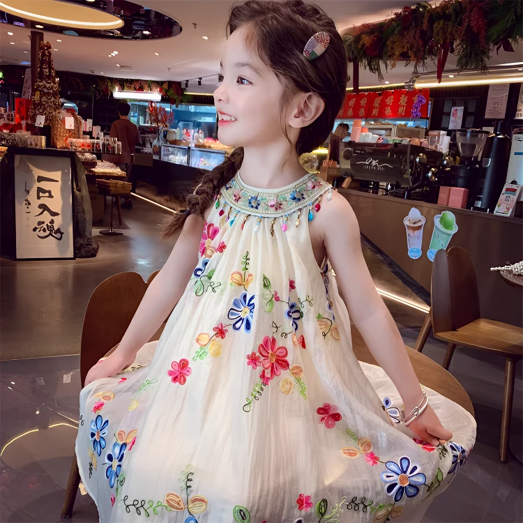 童连衣裙夏装2025新款洋气宝宝公主裙小女孩背心裙夏季儿童裙子