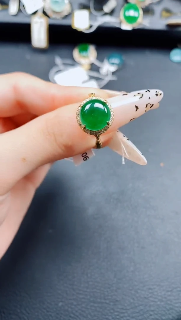 银S925镶嵌戒指翡翠翡翠