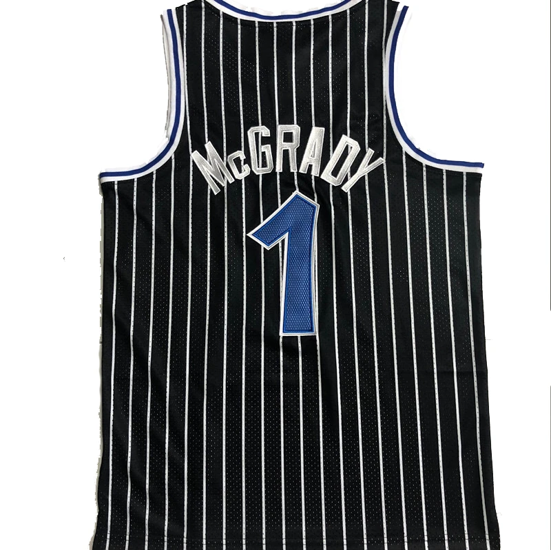 魔术球衣麦迪1号黑色复古热压刺绣款篮球训练速干透气运动服-36