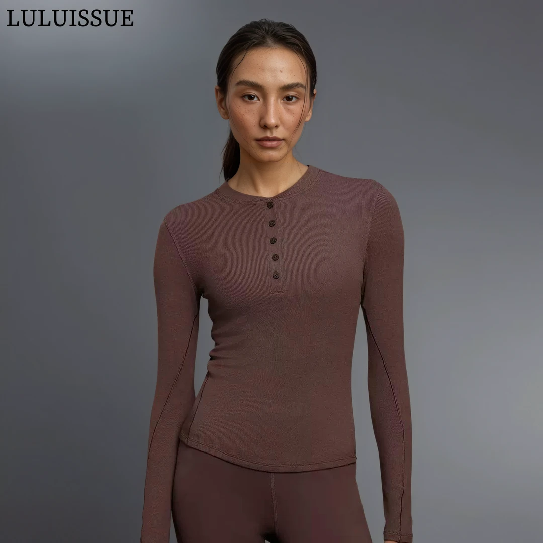 LULUISSUE秋季亨利衫纯色运动休闲长袖女亲肤莫代尔显瘦瑜伽服