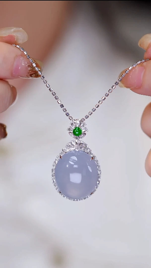 吊坠(不含链)18K金镶嵌翡翠35