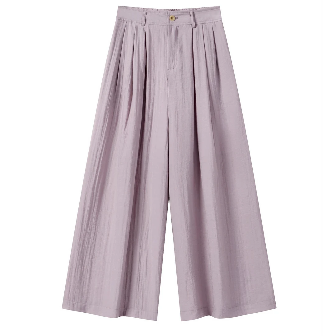 羊城故事-山本阔腿休闲裤女纯色高腰显瘦百搭直筒裤夏季1137