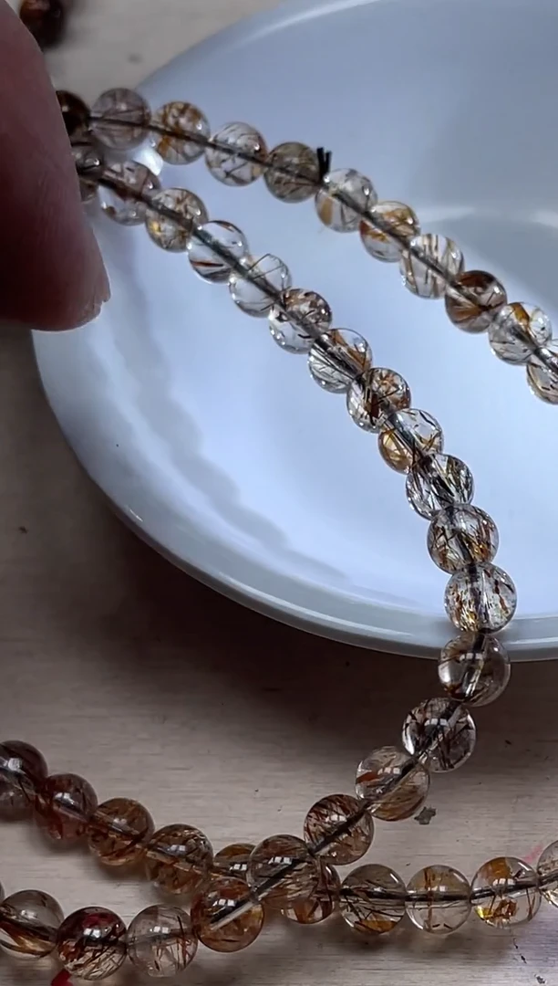 散珠未镶嵌水晶D165 黑金超七6mm 10个35元